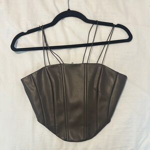 Brown Leather Corset Top